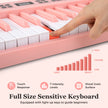 tangenter – hopfällbart pianoklaviatur fullskaligt elektroniskt keyboard med MIDI och Split funktion – 61 – Rosa