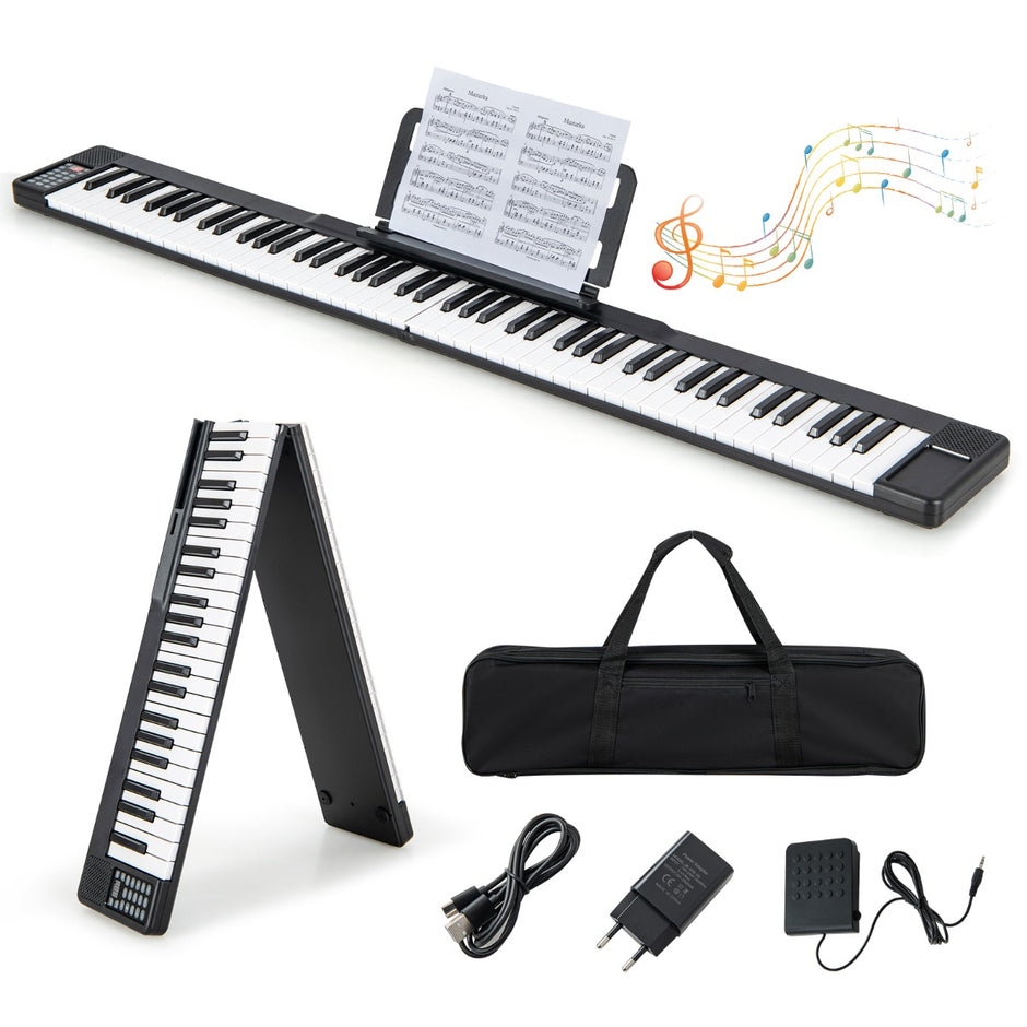 Vikbar – tangenters digitalpiano elektrisk klaviatur + – 88 137 x 16,5 x 5 cm – Svart och vit