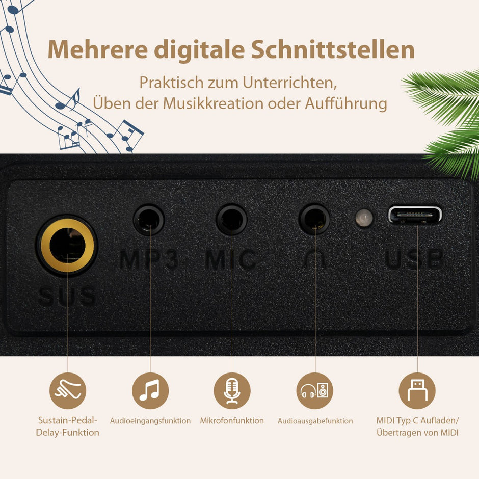 Elektronisk – klaviatur tangentbord Elektriskt piano Digital keyboard Musikinstrumentset – 88 – Svart och vit