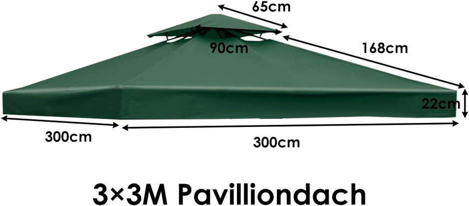 Ersättningsöverdrag – Terrasstak för dubbelplanspaviljong – 300 x 300 cm – Grön