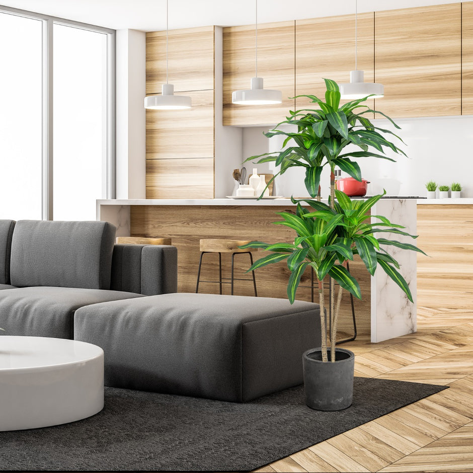 Konstgjord – växt Dracena med kruka och blad träd Palmgrön – 92 140 cm – Grön