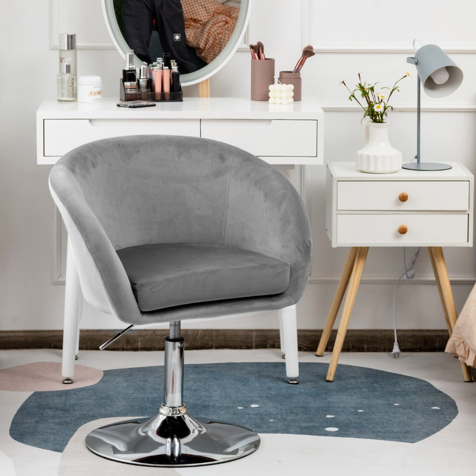 Swivel – Velvet Chair Höjdjusterbar barpall med runt ryggstöd och elastisk sits – Grå