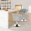 Swivel – Velvet Chair Höjdjusterbar barpall med runt ryggstöd och elastisk sits – Grå