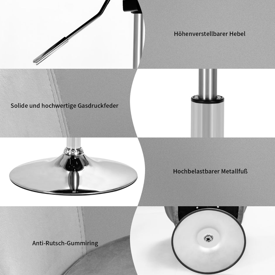 Swivel – Velvet Chair Höjdjusterbar barpall med runt ryggstöd och elastisk sits – Grå