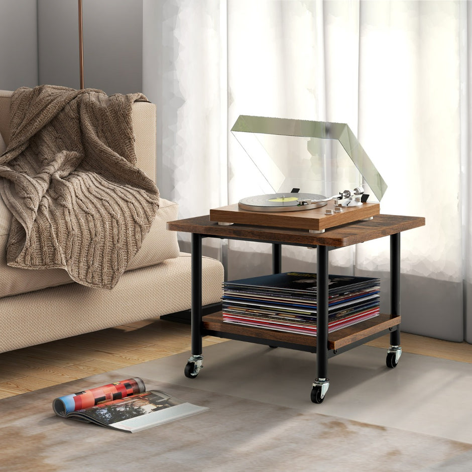 Skrivarfack – under bordet med transporthjul vånings – 2 49 x 40 x 37 cm – Rustik brun