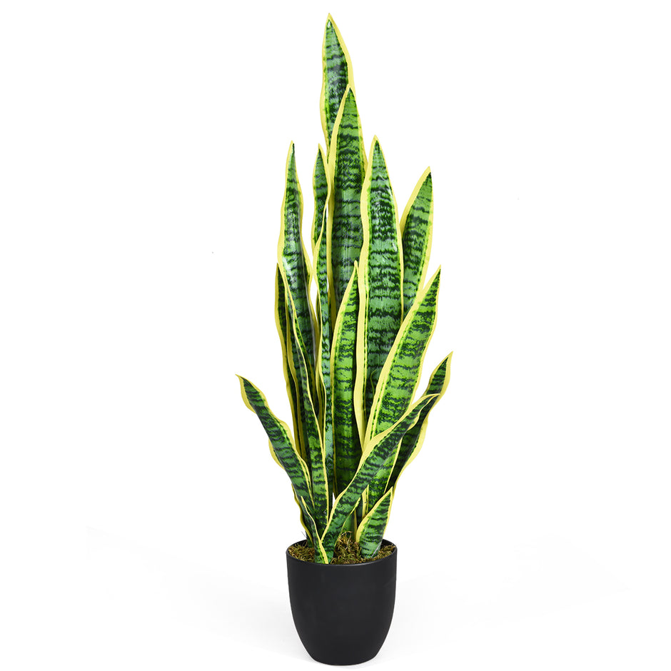 Konstgjord – ormväxt med stallkruka av agave för hem och kontor – 90 cm – Gul