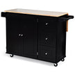 Rullbar – köksvagn med hopfällbar arbetsyta köksö – 136 x 76 x 91 cm – Svart