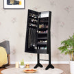 LED smyckesskåp – Lutning Justerbar Stående Design Smyckehylla med fullängdsspegel – 18 35 x 31,5 x 145 cm – Svart