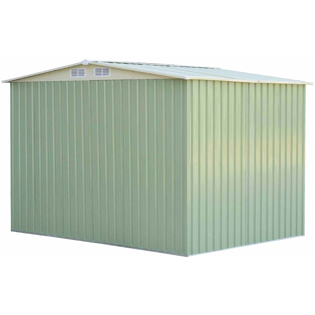 Redskapsbod – trädgårdshus förvaringsbod med skjutdörr metall – 205 x 257 x 175,5 cm – Grön