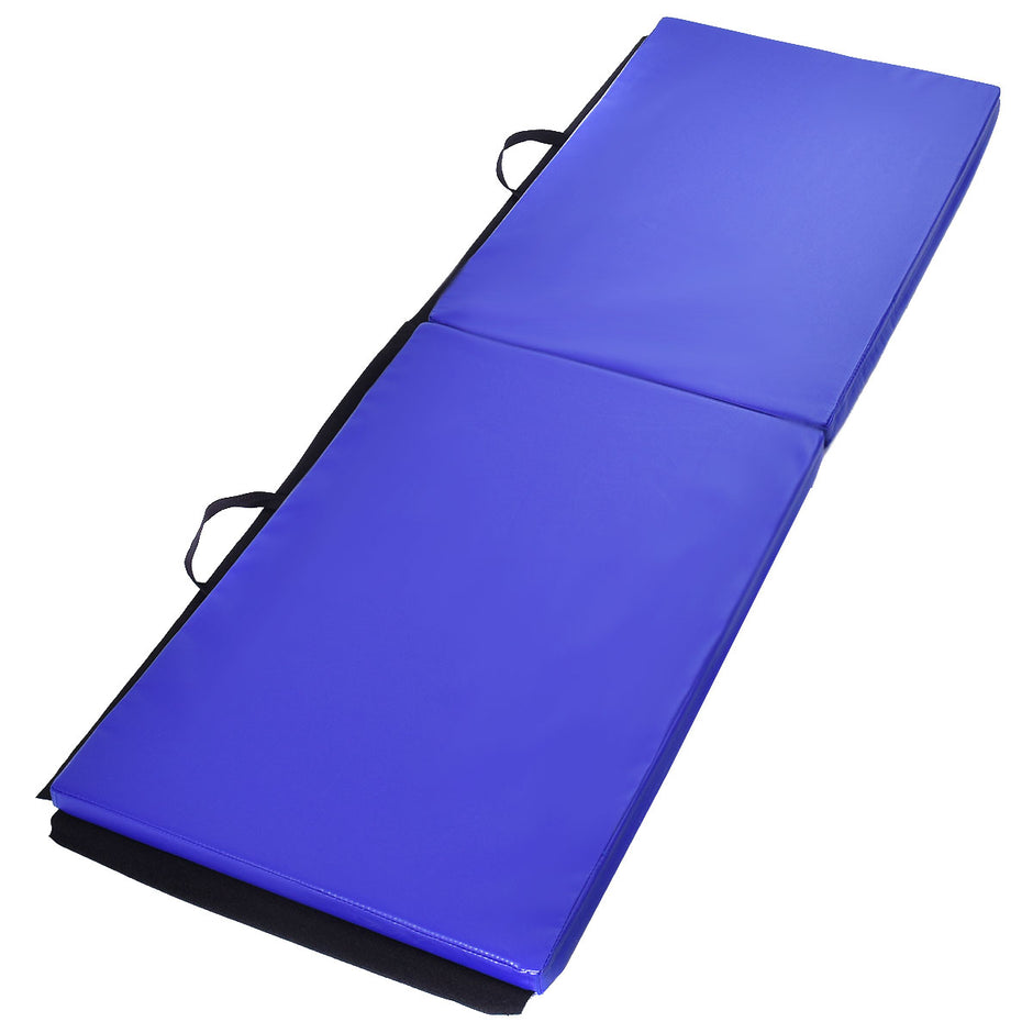 Mjuk – golvmatta, gymnastikmatta, yogamatta, hopfällbar – 180 x 60 x 4 cm – Blå