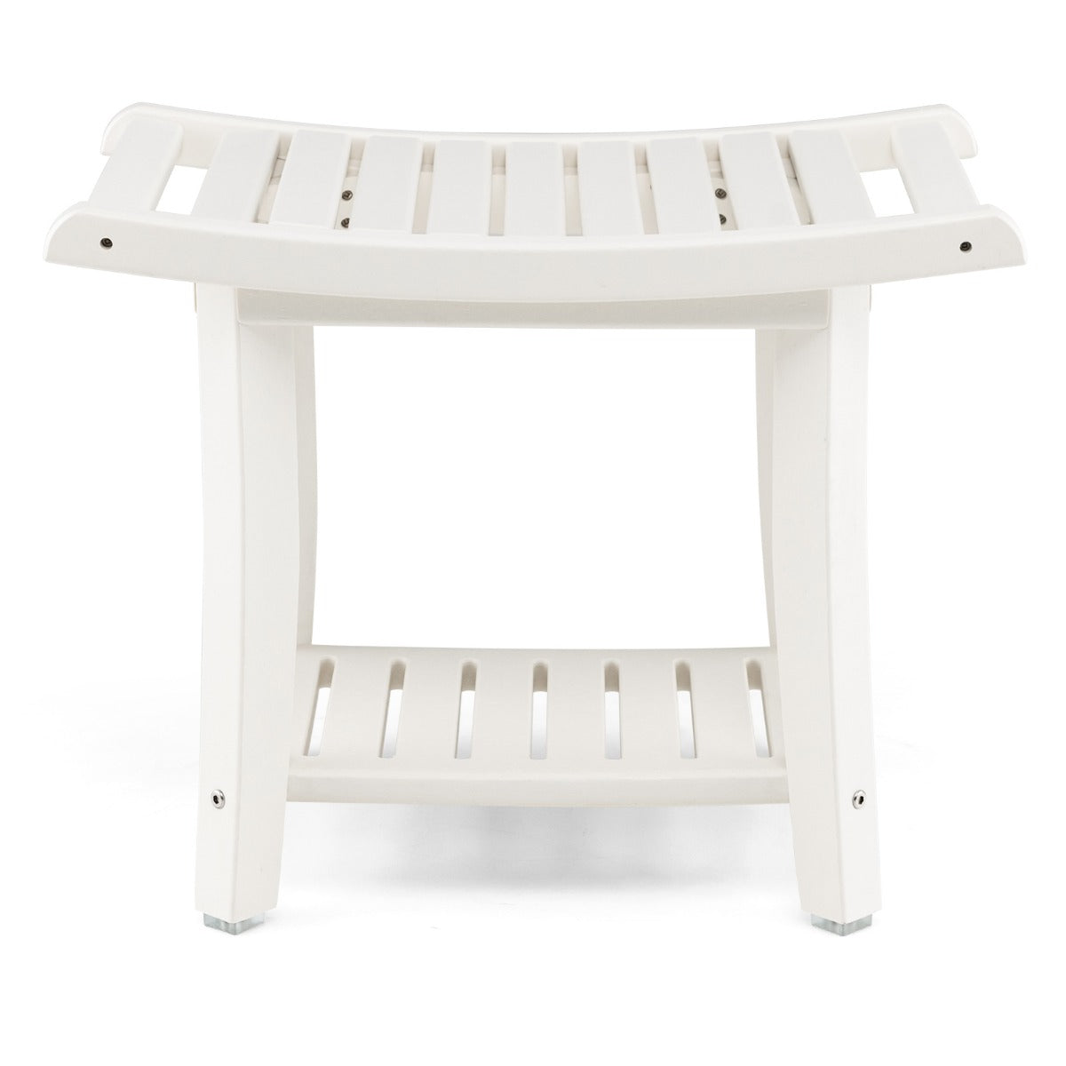 Duschbänk – Vattentät duschpall med böjd sits – 60,5 x 34 x 48 cm – Vit