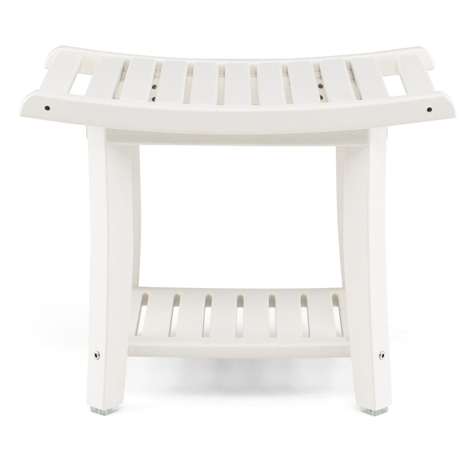 Duschbänk – Vattentät duschpall med böjd sits – 60,5 x 34 x 48 cm – Vit