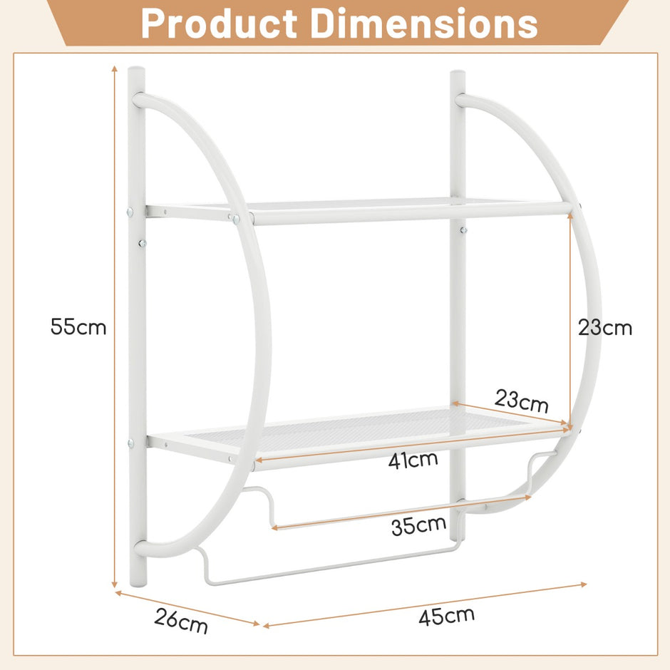 Handdukshängare – Badrum Metall – 45 x 25,5 x 55 cm – Vit