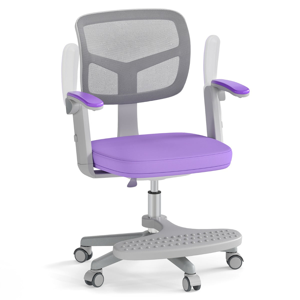 Barnskrivbordsstol – med höj och sänkbar sits Barnroterbar hjul Violett – 41-52 cm – Lila