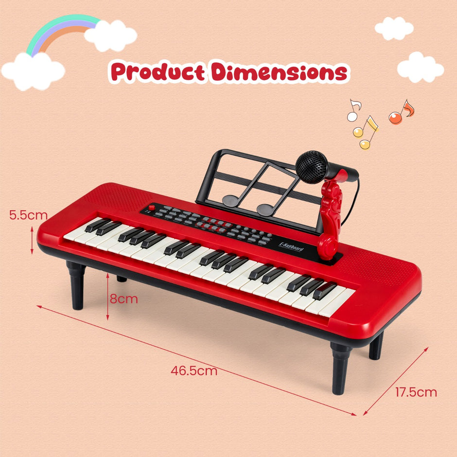 Tangent – Elektronisk Piano med Mikrofon och Notställ Avtagbar Ben – 37 – Röd
