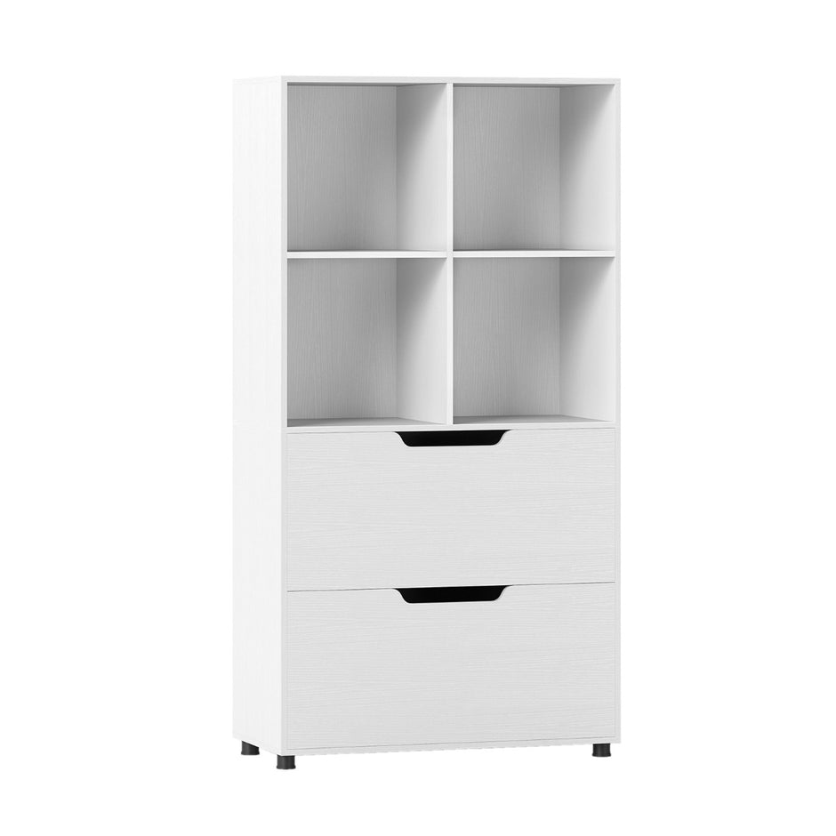 Kub – Bokhylla med Låda steg fristående – 4 2 130 cm 5 – Vit
