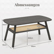Soffbord – i trä vardagsrumsbord med rattanhylla sidobord nivåer kaffebord rustik – 2 100 x 55 x 44,5 cm – Mörkgrå