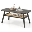 Soffbord – i trä vardagsrumsbord med rattanhylla sidobord nivåer kaffebord rustik – 2 100 x 55 x 44,5 cm – Mörkgrå
