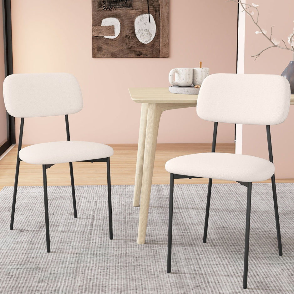 Modert – Matsalsstol Set del Köksstol från Linneväv med Metallben Sitt – 4 – Beige