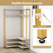 Hörnklädhängare – med bänk L formad öppna hyllor – 90 x 90 x 178 cm – Vit