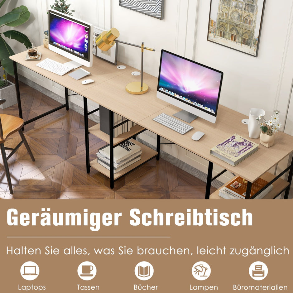 Stort – L format datorbord med förvaringsfack för personer CPU stativ naturligt – 4 2 – Natur