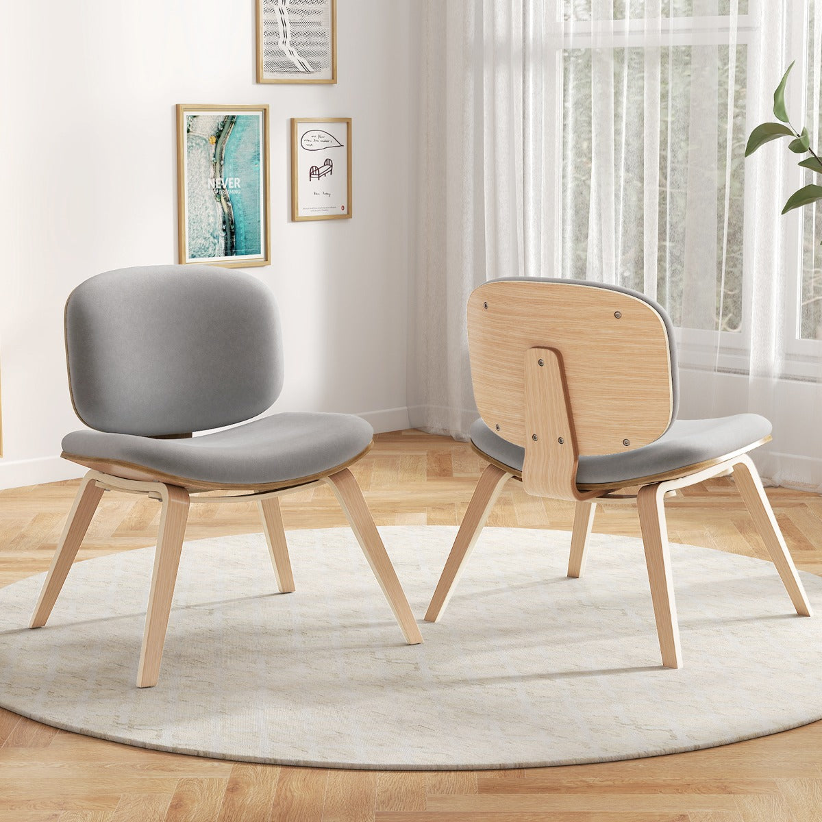 Modern – accentstol med ryggstöd och vadderad sits, platsbesparande loungestol, – . – Ljusgrå