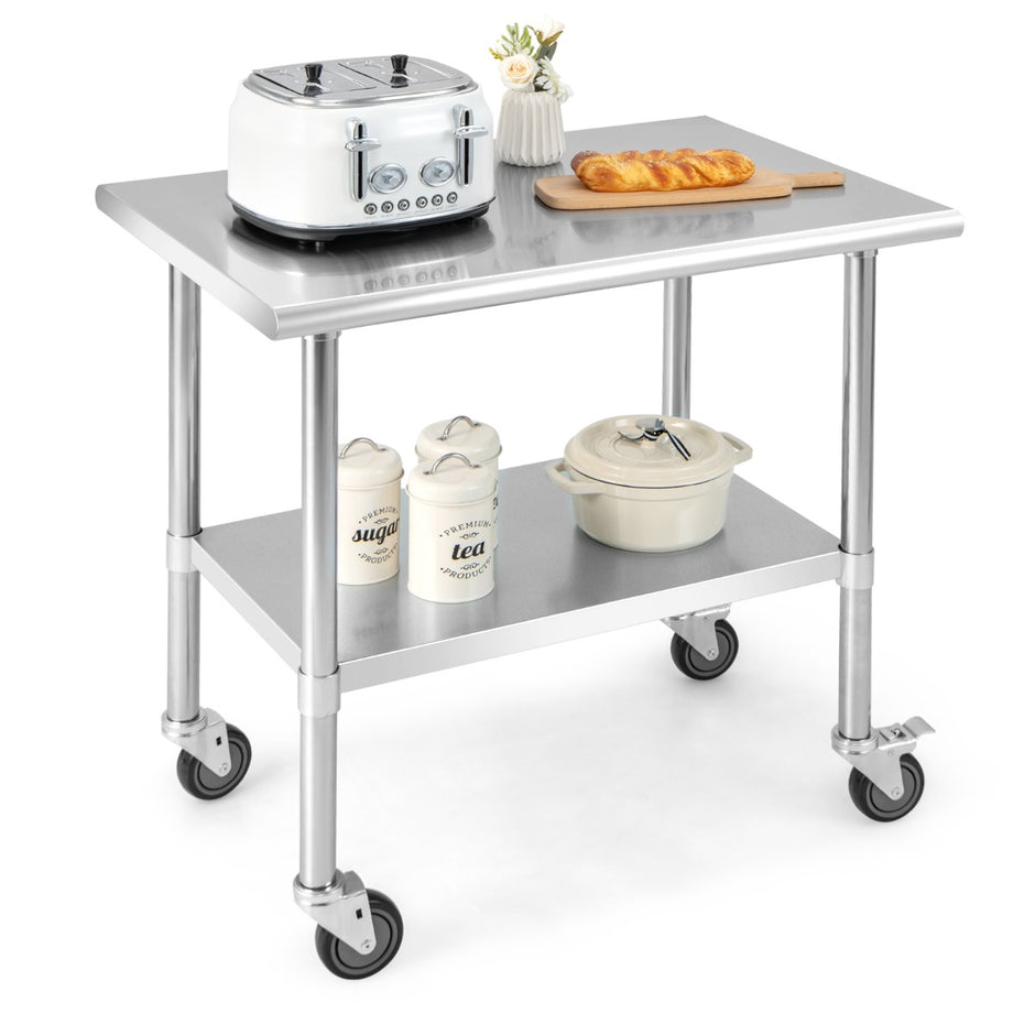 Rostfritt – bord stål – 91,5 x 61 x 88,5 cm – Silver
