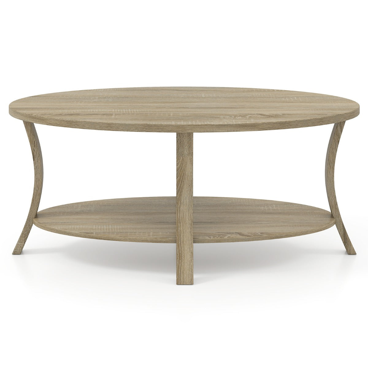 Oval – soffbord med hylla Vardagsrumsbord våningars sidobord Kaffebord – 2 – Ekgrå