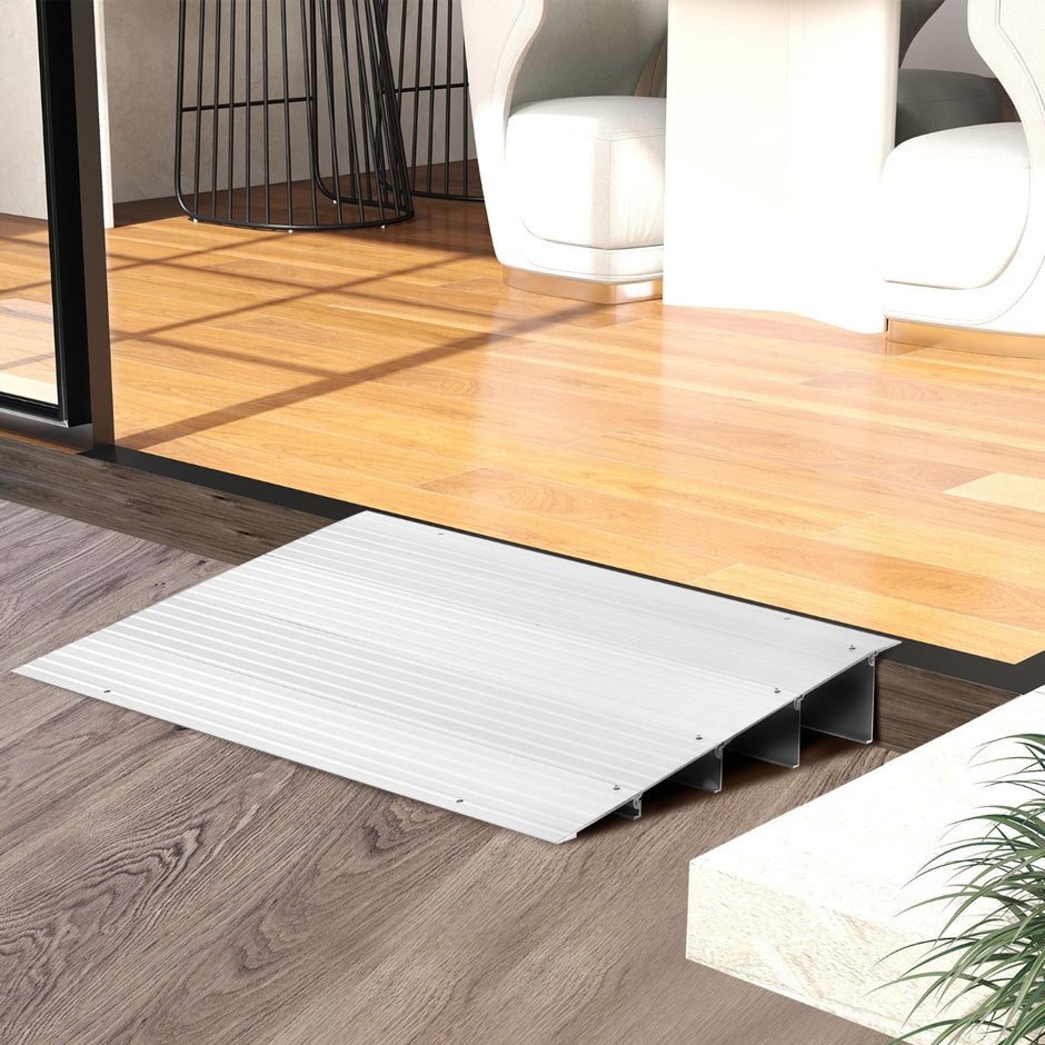 Dörrtröskelramp – hög infartsramp med justerbar aluminiumram halkfri påfartsramp – 10,5 cm – Silver