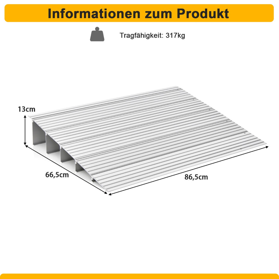 Dörrtröskelramp – hög infartsramp med justerbar aluminiumram halkfri påfartsramp – 13 cm – Silver