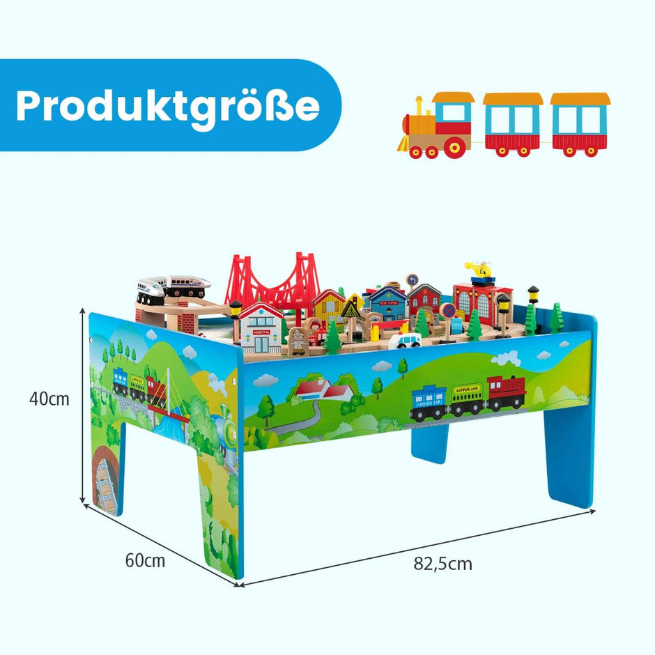 Järnvägsbord – i trä i delar med vändbar och avtagbar bordsskiva Flerfärgad – 80 82,5 x 60 x 40 cm – Färgglad