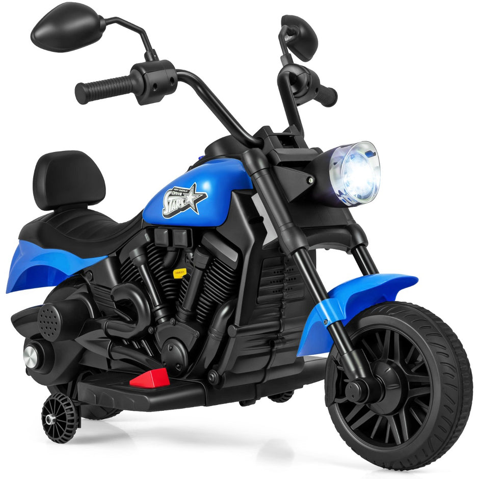 6V – Kinder Motorrad Chopper med musik, strålkastare, fotpedal och stödhjul – 2 – Marinblå