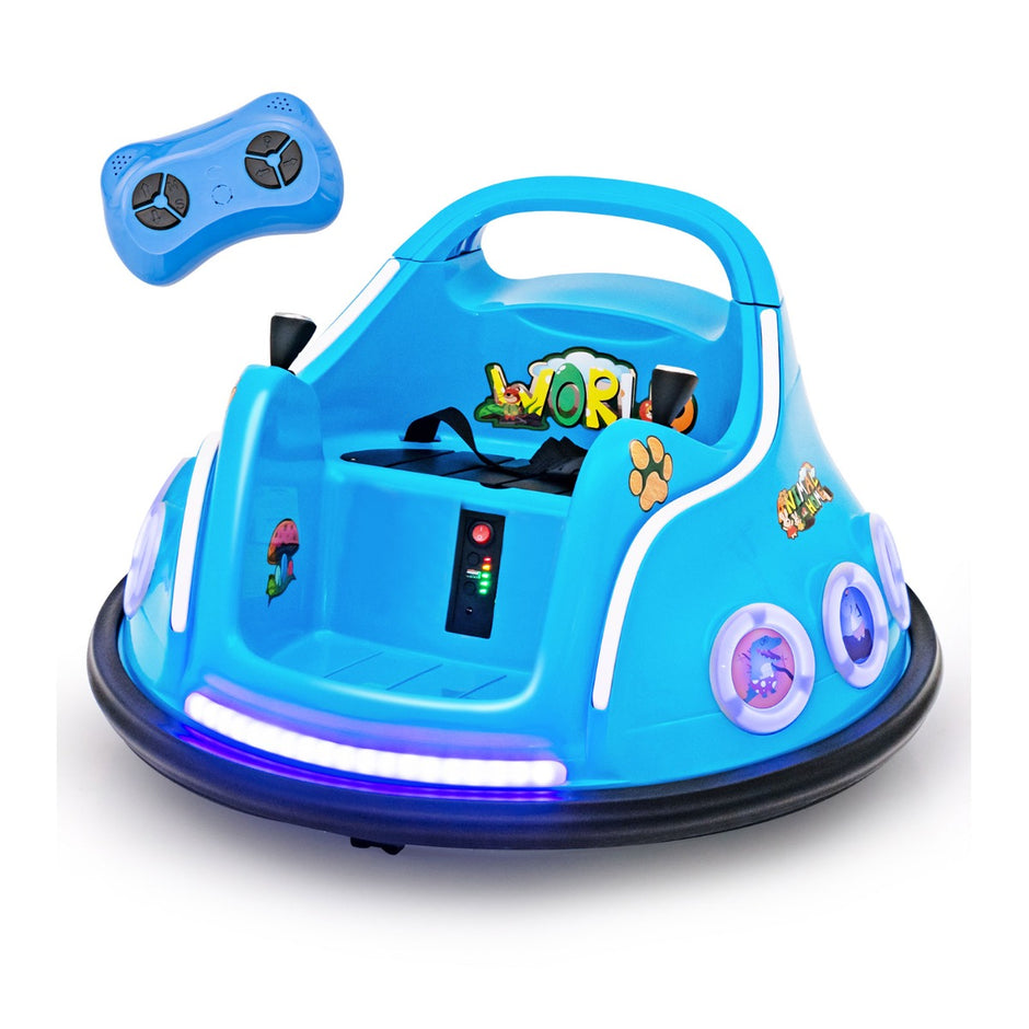 12V – Kids Bumper Car graders rotation med musik och ljus fjärrkontroll – 360 – Blå
