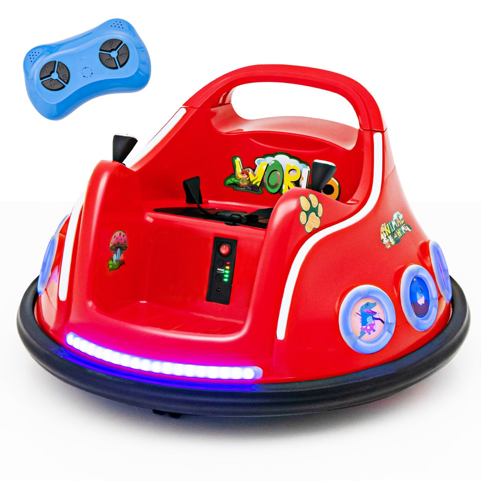 12V – Kids Bumper Car graders rotation med musik och ljus fjärrkontroll – 360 – Röd