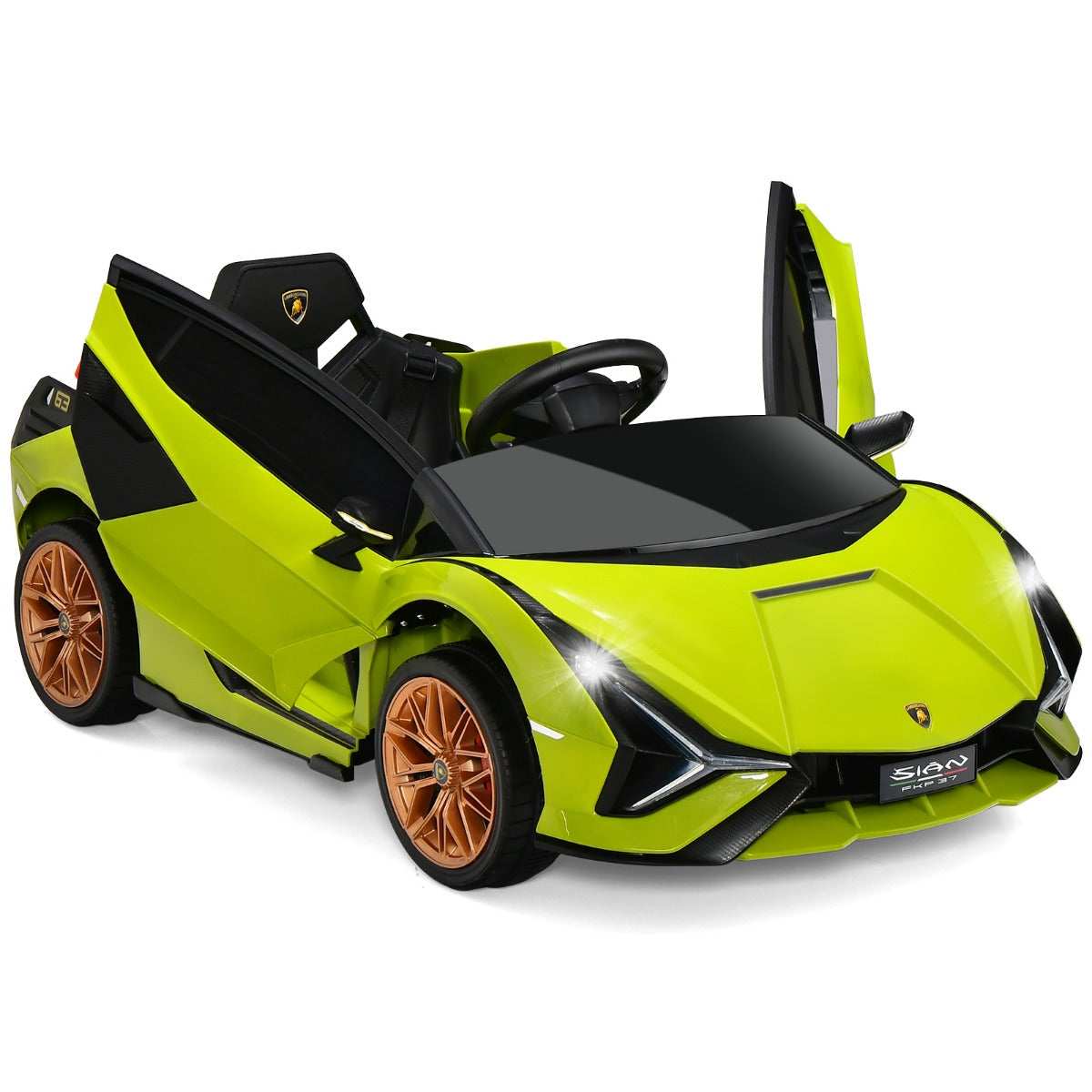 12V – Lamborghini barnbil med 2,4G fjärrkontroll 3-5km/h MP3 – Grön