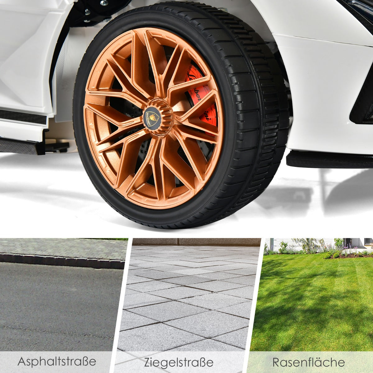 12V – Lamborghini barnbil med 2,4G fjärrkontroll 3-5km/h MP3 – Vit
