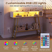 Konsolbord – med LED belysning och laddstation nivåers entrébord Smalt soffbord – 3 – Vit