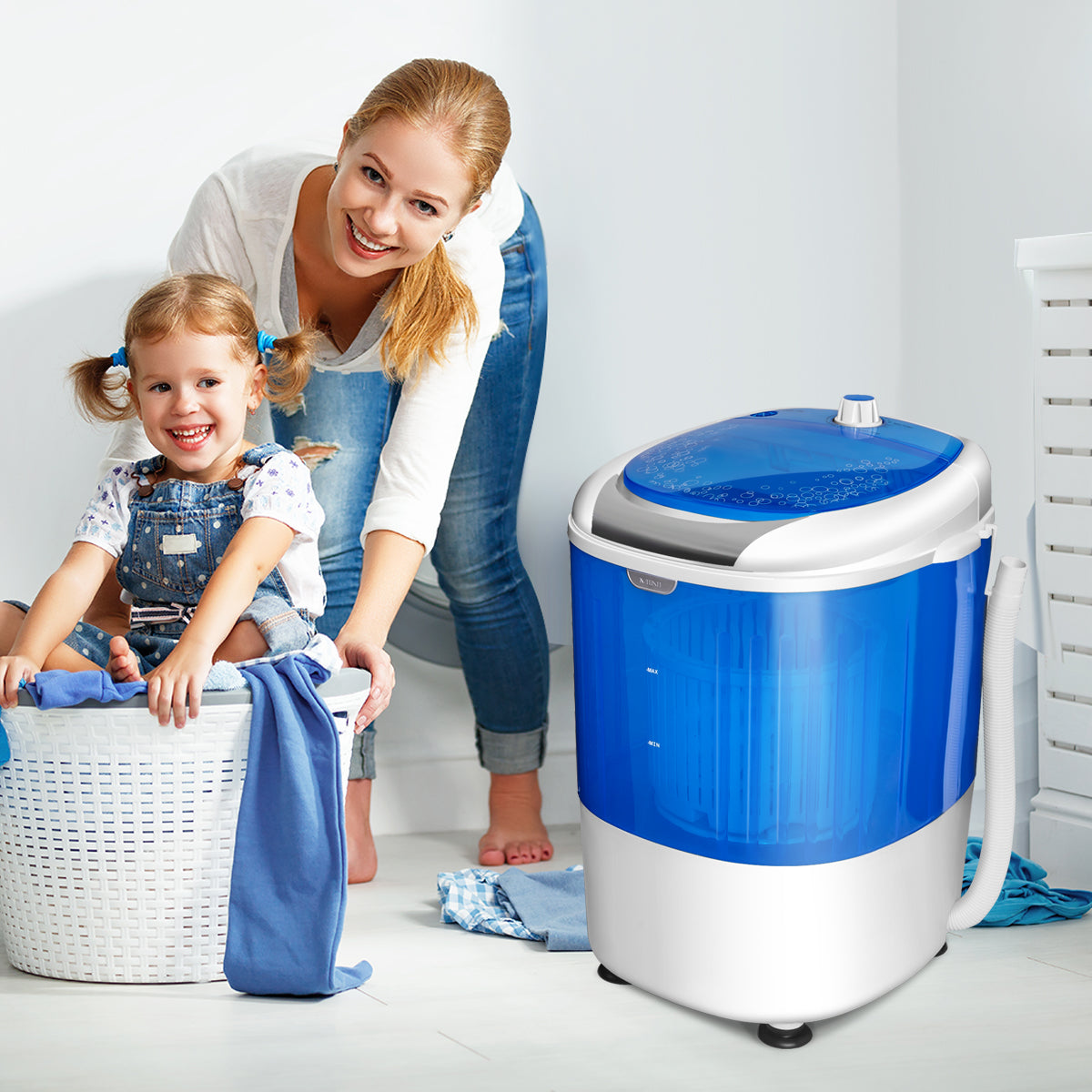 Mini – Tvättmaskin Rese med torktumlare – Blå