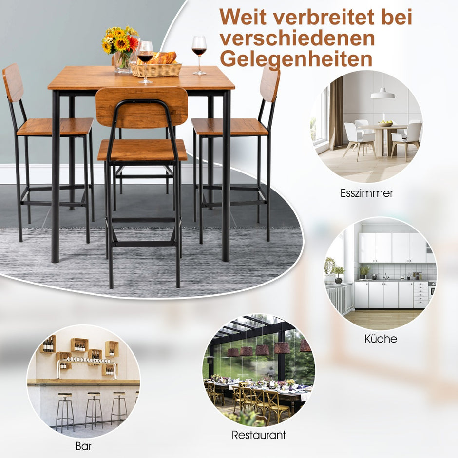 Matbordsset – delat med och barstolar – 5 4 – Valnöt