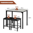 delat – matbordsset Barbordsset med stoppade barstolar Metallstomme – 3 2 – Vit