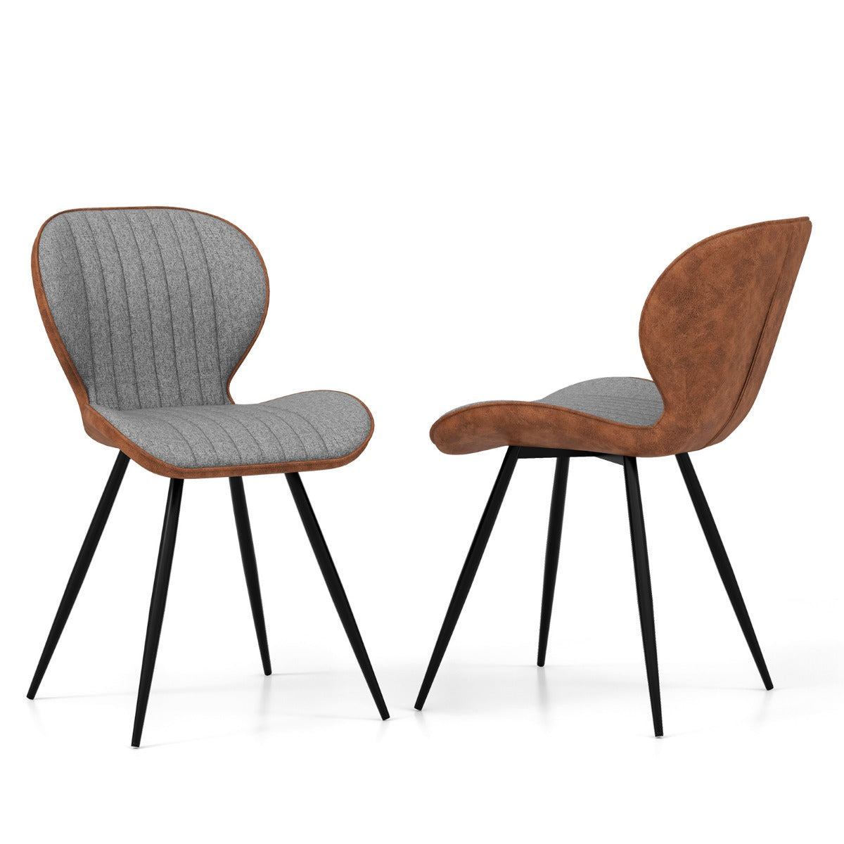 Set – med matstolar stoppade accentstolar svängt ryggstöd – 2 57 x 49 x 81 cm – Grå