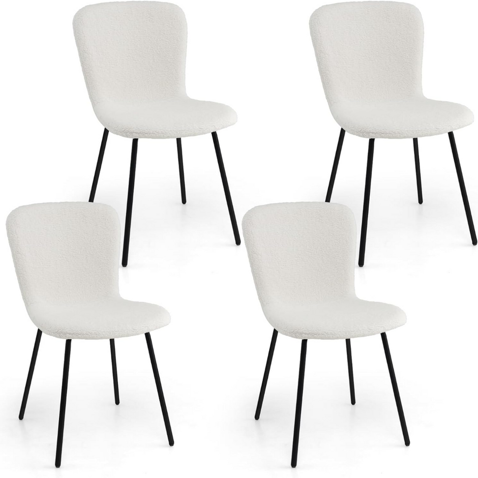 Set – med matsalsstolar stoppade köksstolar ryggstöd – 4 47 x 58 x 86 cm – Beige