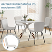 Set – med matsalsstolar stoppade köksstolar ryggstöd – 4 47 x 58 x 86 cm – Beige