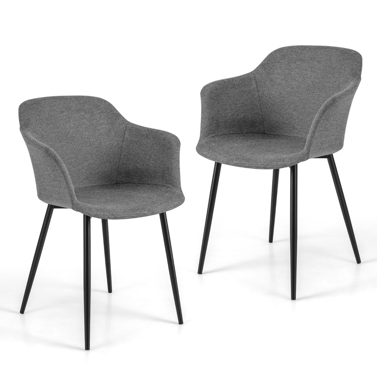 Set – med matsalsstolar Stoppad ergonomiskt ryggstöd – 2 – Grå