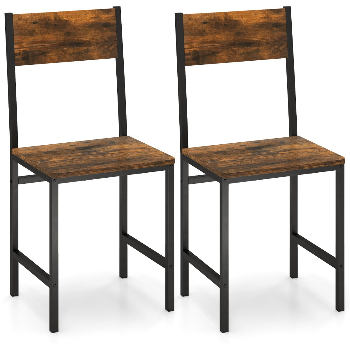 Set – med matstolar industriköksstolar metallram Rustikbrun – 2 44 x 40 x 87 cm – Rustik brun