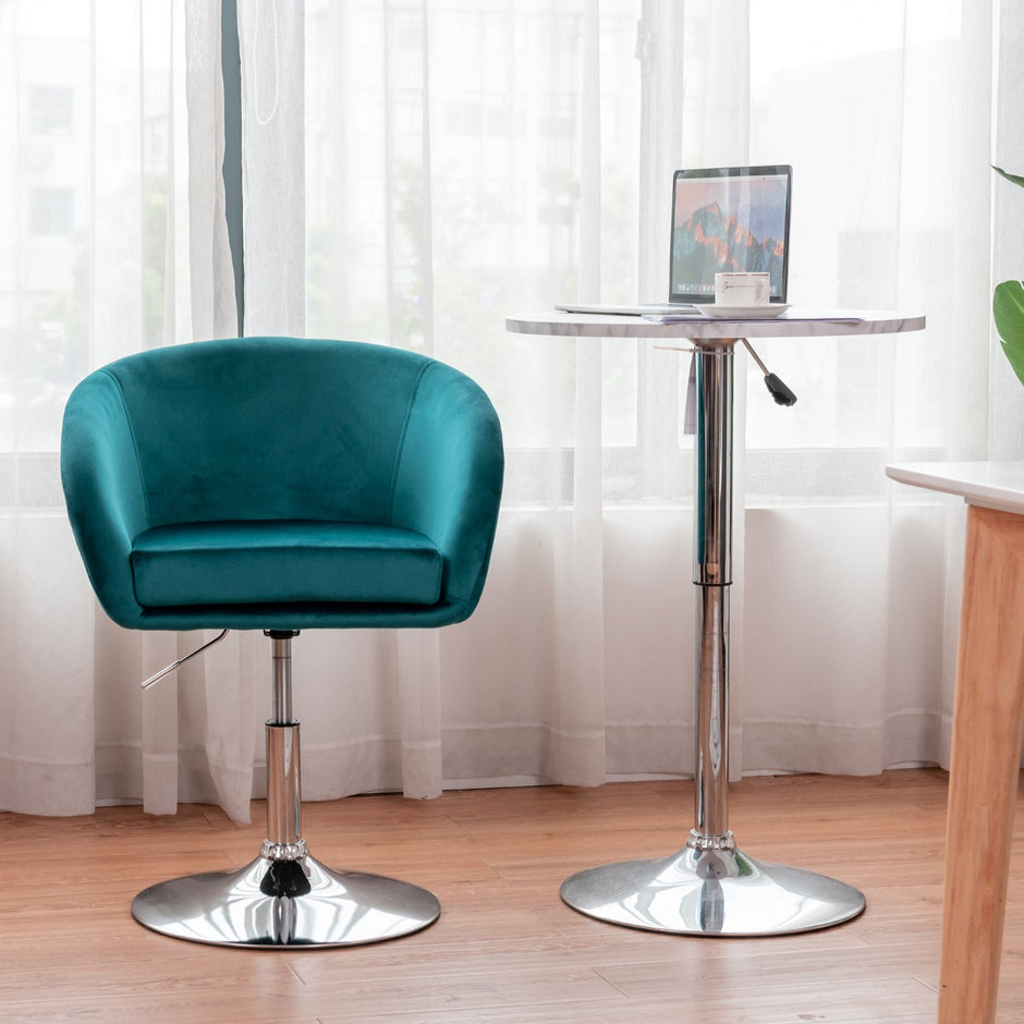 Höjdjusterbar – accentstol med runt ryggstöd 360° roterande klädd – Grön