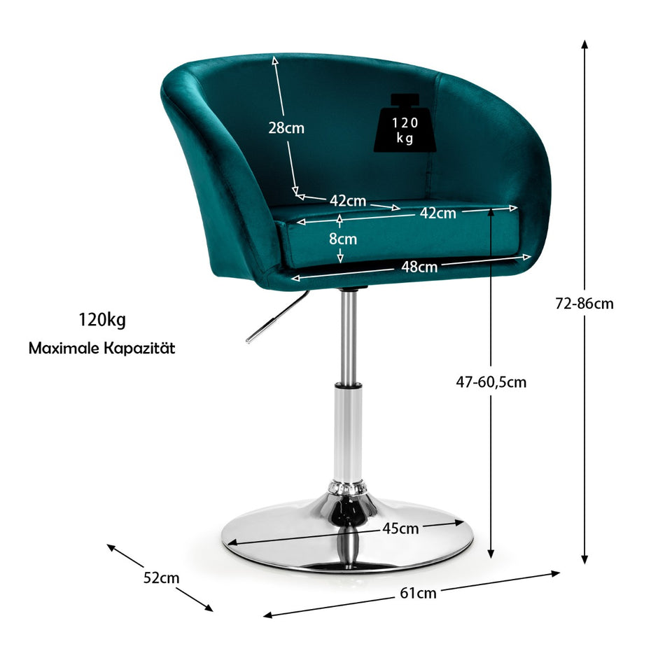 Höjdjusterbar – accentstol med runt ryggstöd 360° roterande klädd – Grön