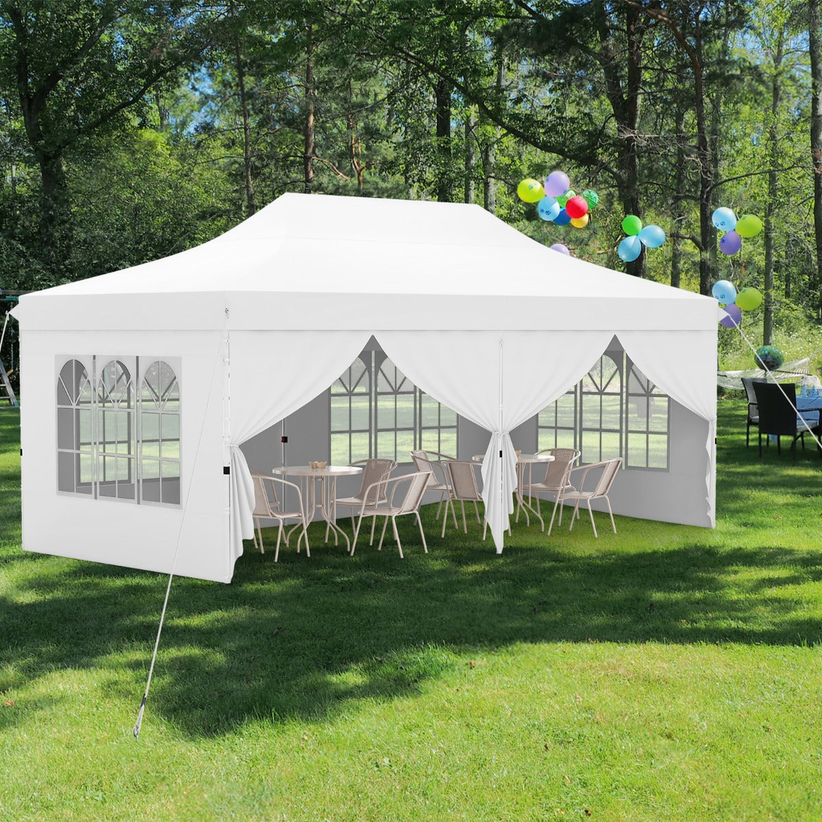 Stort – eventtält med löstagbara sidoväggar, höj och sänkbart partytält vitt – 6 300 x 600 cm – Vit