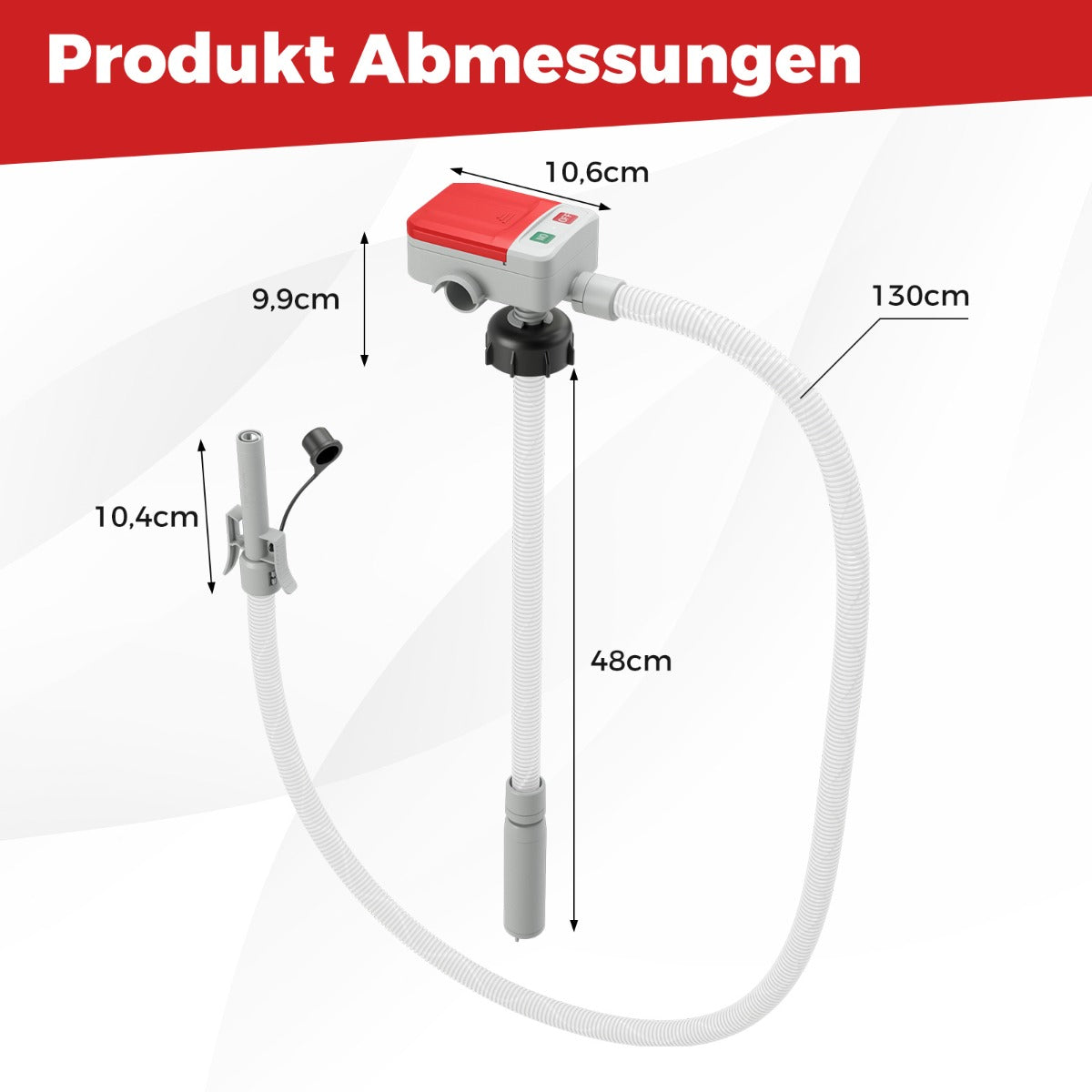 Bränsleöverföringspump – med automatisk stopp sensor och storleksadaptrar Elektrisk bränslepump – 3 – Vit