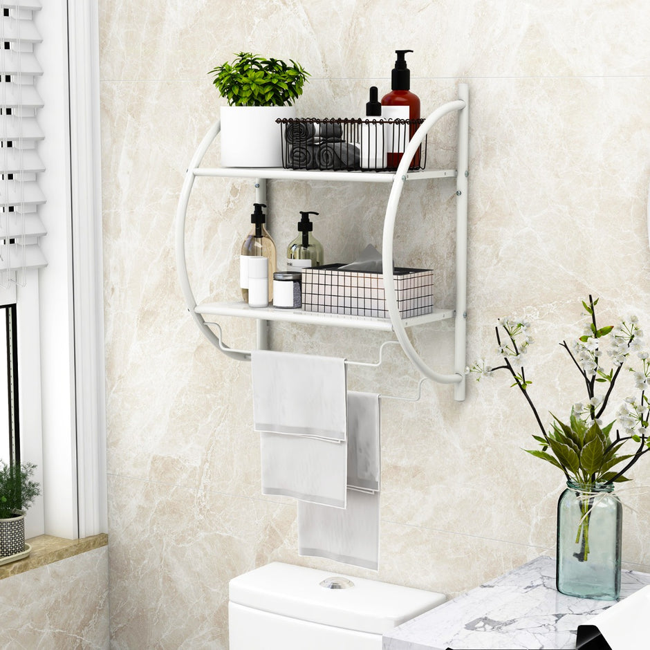 Handdukshängare – Badrum Metall – 45 x 25,5 x 55 cm – Vit
